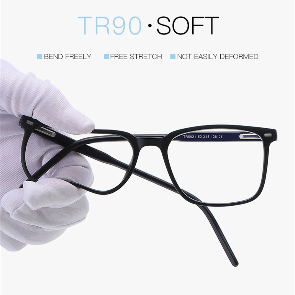 VIVIBEE Square Blue Light Blocking Men Glasses Gaming TR90 Matte Black Anti Ray Eyeglasses Computer Transparent Fashion Eyewear