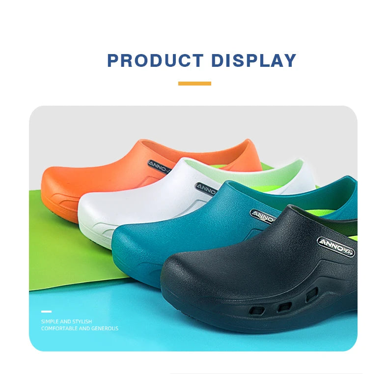 ANNO Soft Doctors Nurses Anti-slip Protective Clogs Operating Room Slippers Chef Work Flat Hospital Foot Wear with Shoes Pad