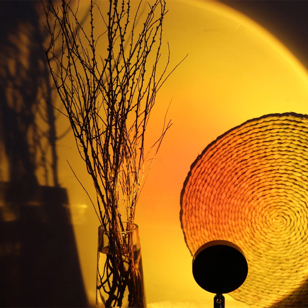 Smart Bluetooth Night Light Rainbow Sunset Projector Lamp for Home Coffe shop Background Wall Decoration Atmosphere Table Lamp