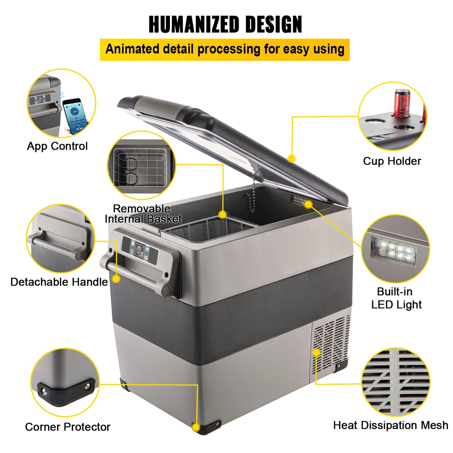 SucceBuy 20L22L35L45L55L Car Refrigerator Mini Fridge Freezer Portable Compressor Cooler 12/24V DC 110-240V Ice Box for Camping
