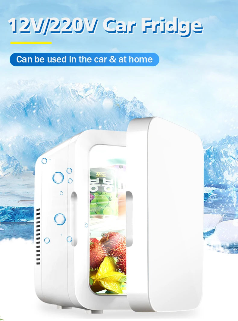 220V Mini Refrigerator Multifunction Portable Cold Freezer Car Home Cosmetics Fridge Drink Cooler Outdoor Travel Camping Beach6L