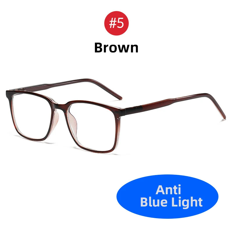 VIVIBEE Square Blue Light Blocking Men Glasses Gaming TR90 Matte Black Anti Ray Eyeglasses Computer Transparent Fashion Eyewear