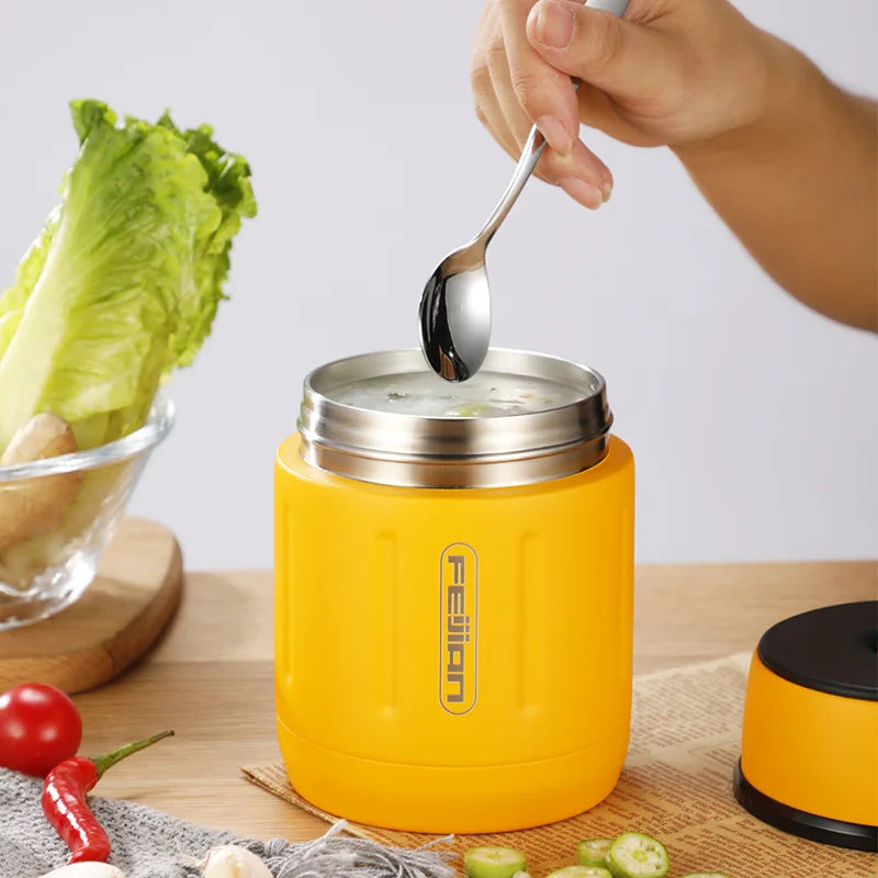 FEIJIAN 500ml Food Thermos, 316 Stainless Steel Vacuum Insulated Food Jar With Spoon Kids Lunch Box