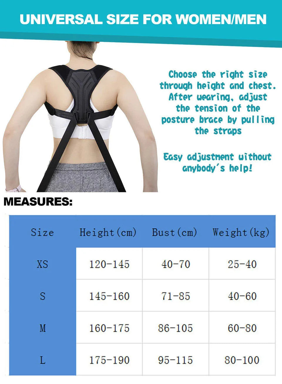 LOOGDEEL Posture Corrector Back Brace Adjustable Posture Brace for Upper Back Shoulder Back Pain Relief Trainer Spine Support