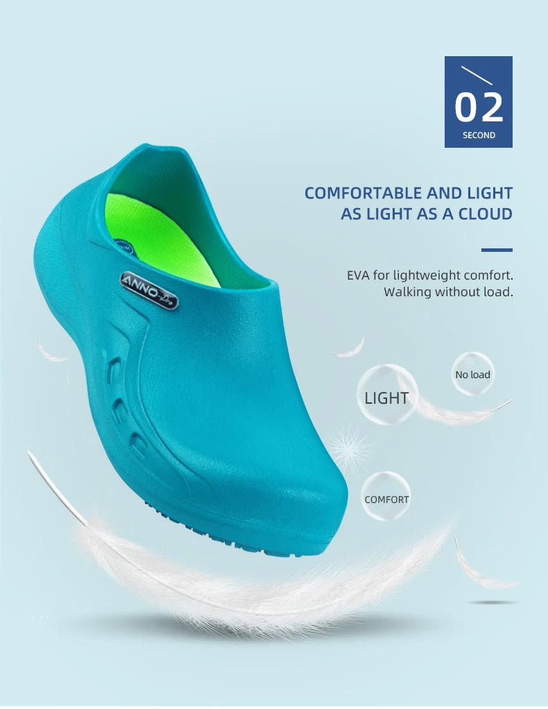 ANNO Soft Doctors Nurses Anti-slip Protective Clogs Operating Room Slippers Chef Work Flat Hospital Foot Wear with Shoes Pad