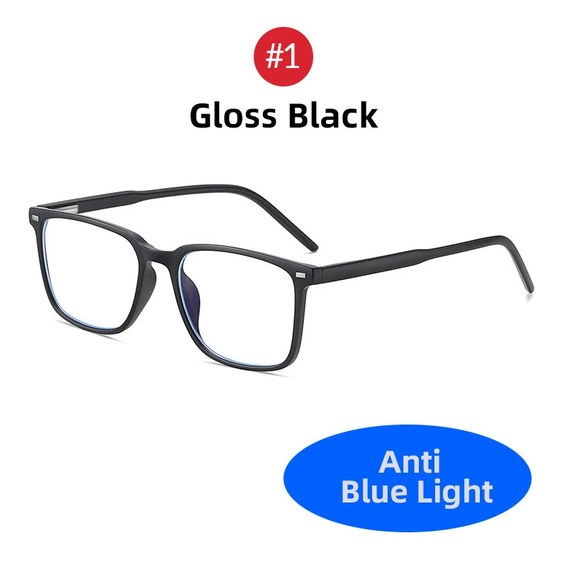 VIVIBEE Square Blue Light Blocking Men Glasses Gaming TR90 Matte Black Anti Ray Eyeglasses Computer Transparent Fashion Eyewear