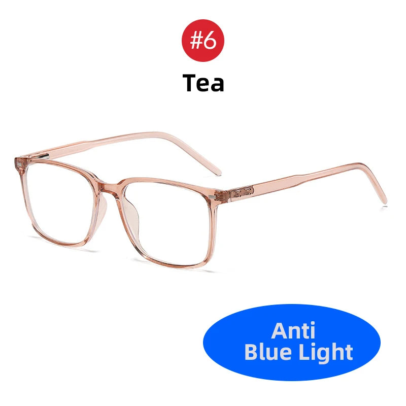 VIVIBEE Square Blue Light Blocking Men Glasses Gaming TR90 Matte Black Anti Ray Eyeglasses Computer Transparent Fashion Eyewear