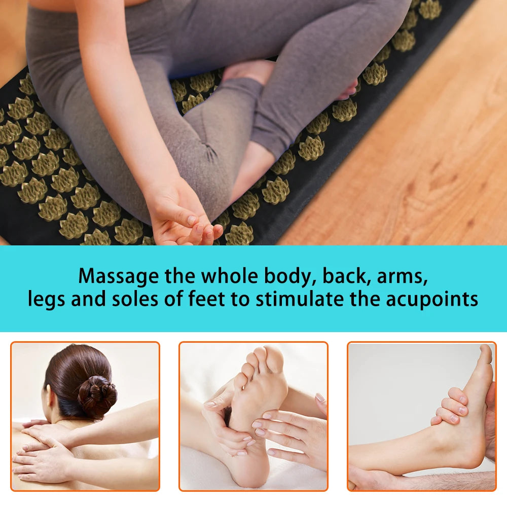 Shiatsu Acupressure Mat Spike Massage Pad Kuznetsov's Applicator Sport Fitness Cushion Pillow Massager Yoga Mat Pilates Exercise