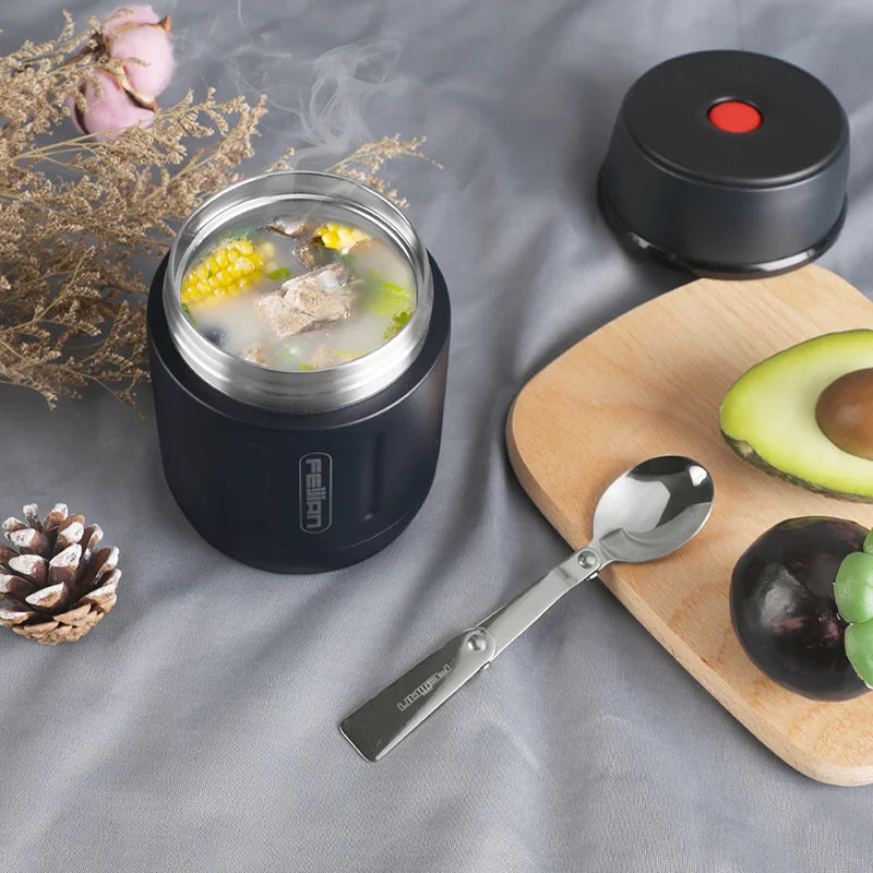 FEIJIAN 500ml Food Thermos, 316 Stainless Steel Vacuum Insulated Food Jar With Spoon Kids Lunch Box