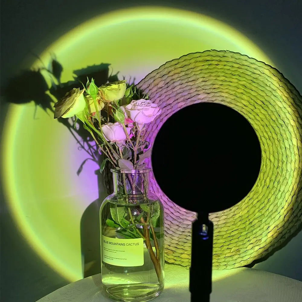 Smart Bluetooth Night Light Rainbow Sunset Projector Lamp for Home Coffe shop Background Wall Decoration Atmosphere Table Lamp
