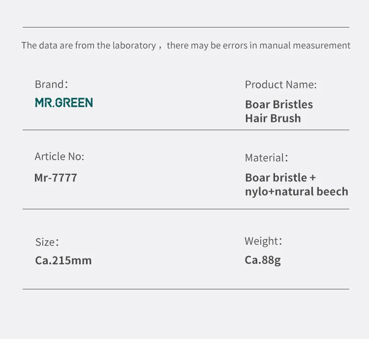 MR.GREEN Boar Bristle Hair Brush Natural Beech Comb Hairbrush for Curly Thick Long Dry Wet Hair Detangler Massage Brushes Women