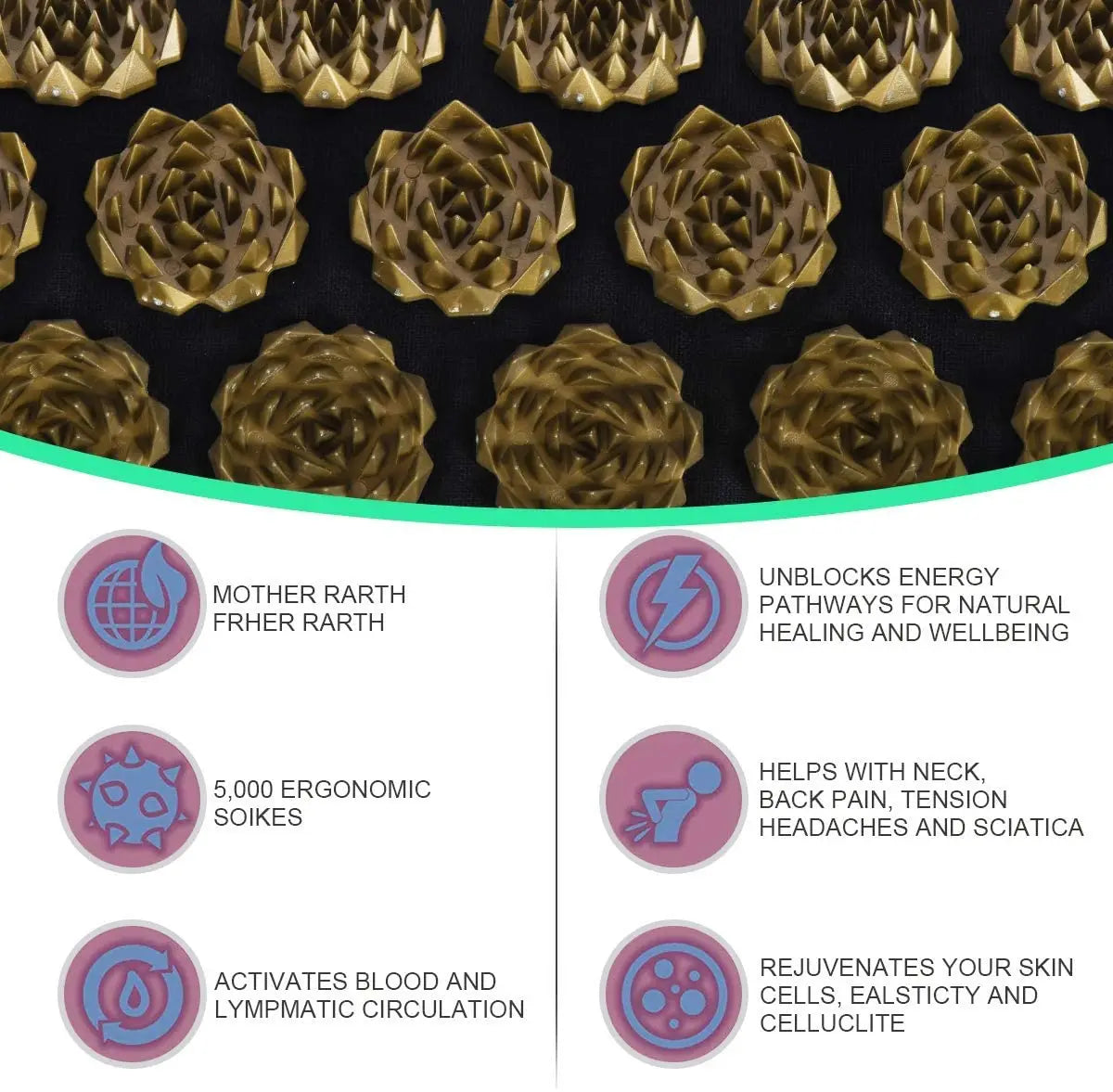 Shiatsu Acupressure Mat Spike Massage Pad Kuznetsov's Applicator Sport Fitness Cushion Pillow Massager Yoga Mat Pilates Exercise