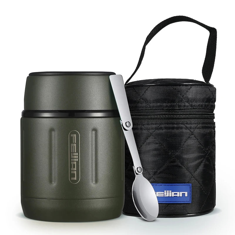 FEIJIAN 500ml Food Thermos, 316 Stainless Steel Vacuum Insulated Food Jar With Spoon Kids Lunch Box
