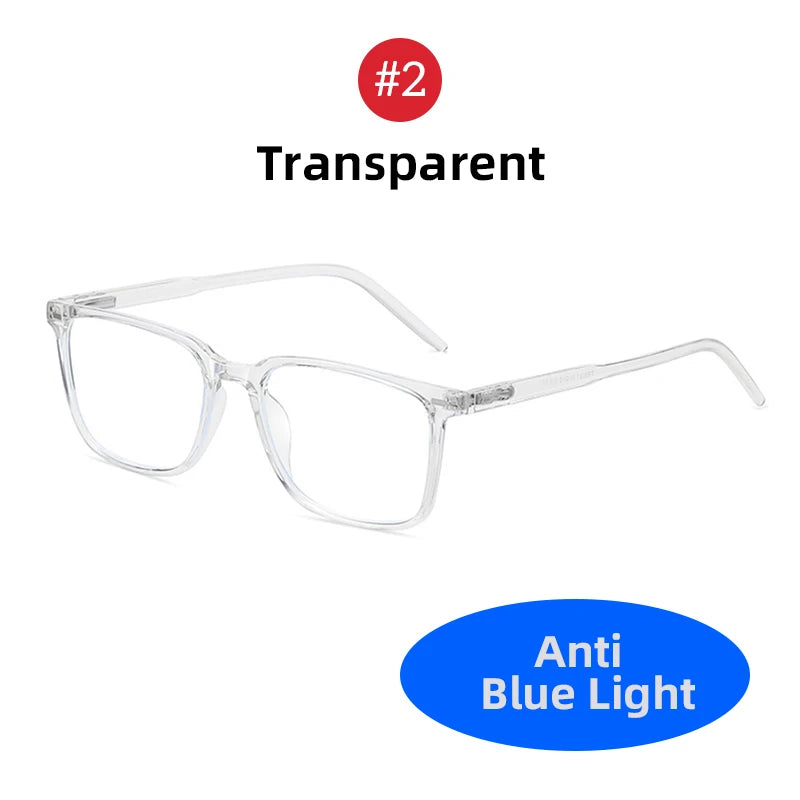 VIVIBEE Square Blue Light Blocking Men Glasses Gaming TR90 Matte Black Anti Ray Eyeglasses Computer Transparent Fashion Eyewear