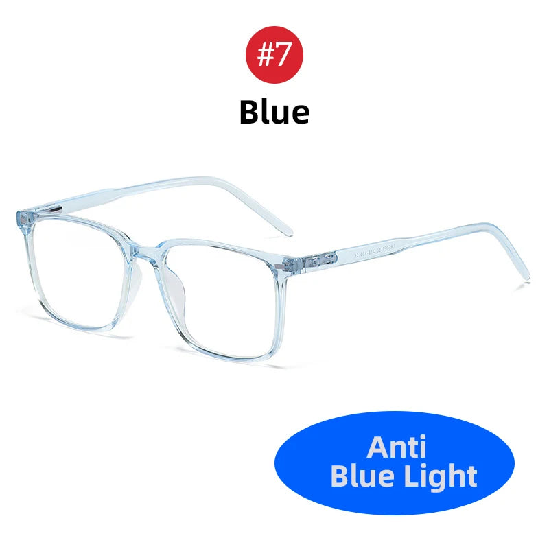 VIVIBEE Square Blue Light Blocking Men Glasses Gaming TR90 Matte Black Anti Ray Eyeglasses Computer Transparent Fashion Eyewear