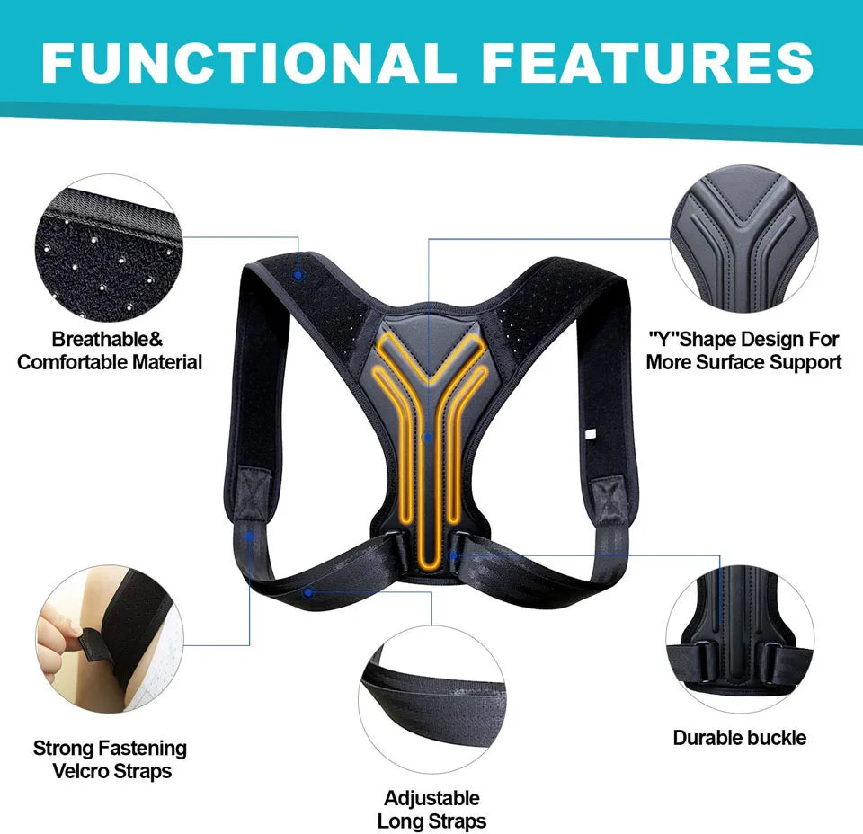 LOOGDEEL Posture Corrector Back Brace Adjustable Posture Brace for Upper Back Shoulder Back Pain Relief Trainer Spine Support