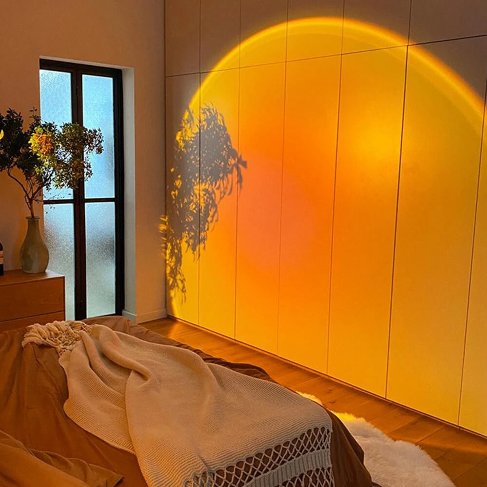 Smart Bluetooth Night Light Rainbow Sunset Projector Lamp for Home Coffe shop Background Wall Decoration Atmosphere Table Lamp