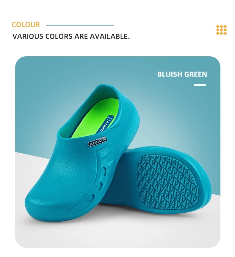 ANNO Soft Doctors Nurses Anti-slip Protective Clogs Operating Room Slippers Chef Work Flat Hospital Foot Wear with Shoes Pad