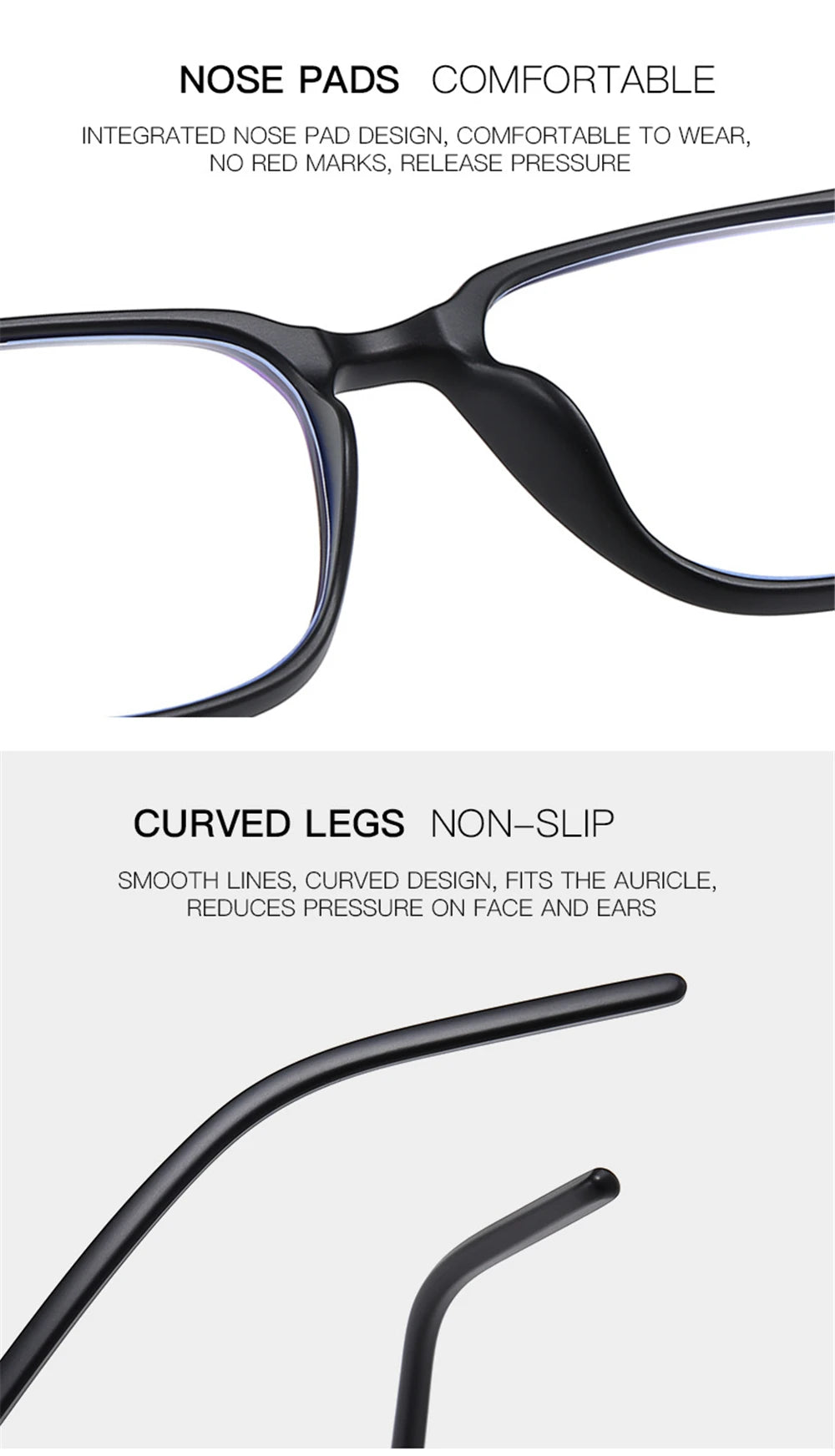 VIVIBEE Square Blue Light Blocking Men Glasses Gaming TR90 Matte Black Anti Ray Eyeglasses Computer Transparent Fashion Eyewear