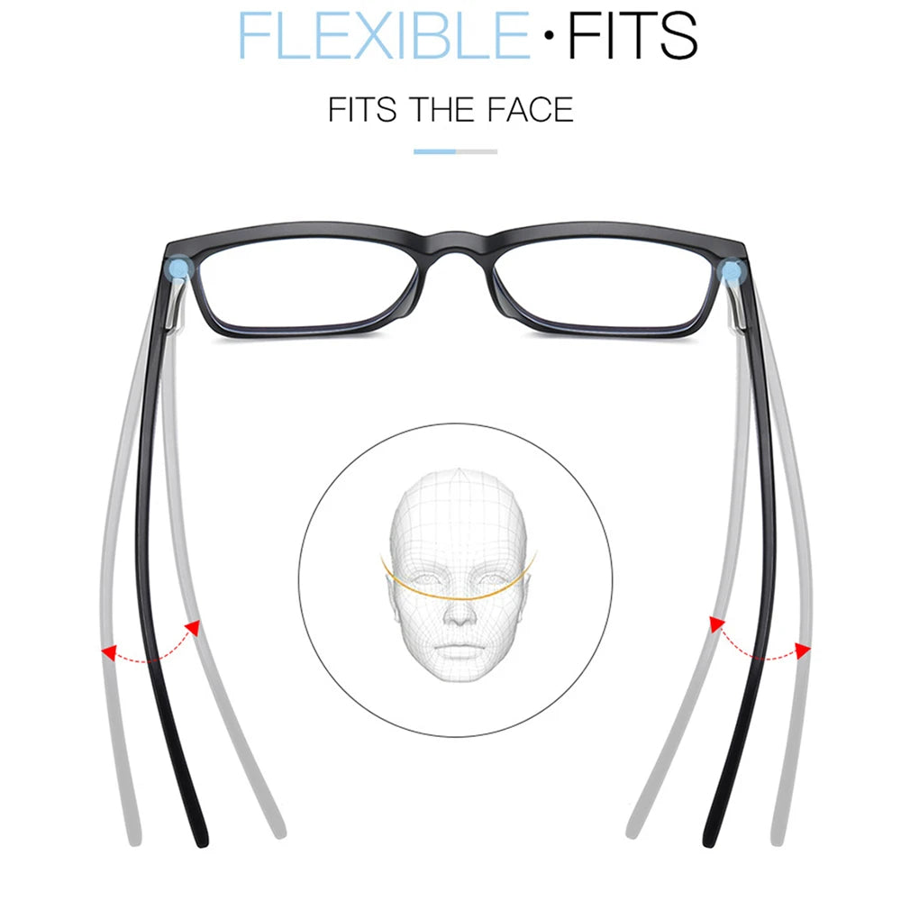 VIVIBEE Square Blue Light Blocking Men Glasses Gaming TR90 Matte Black Anti Ray Eyeglasses Computer Transparent Fashion Eyewear