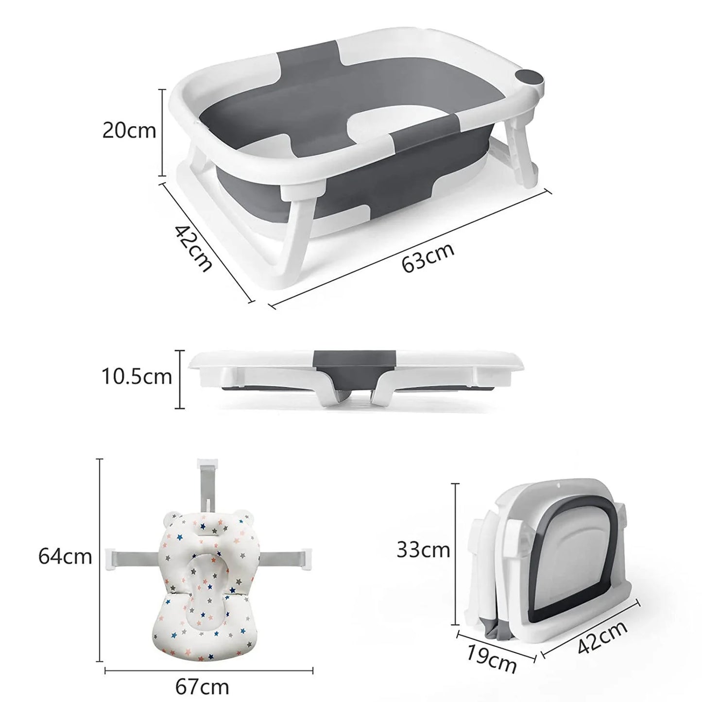 Eco-friendly Baby Bath with Temperature Indicator,Foldable Baby Bathtub for Newborn Baby Bath Tub,Infant Bath Tub with bath mat