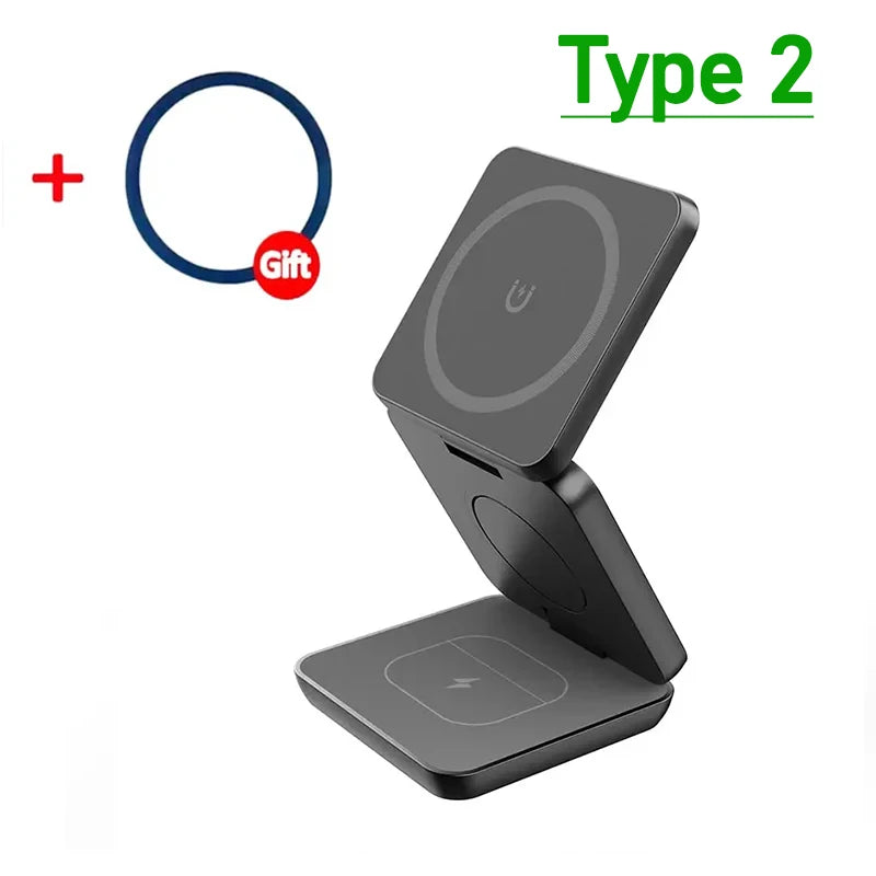 30W 3 In 1 Magnetic Wireless Charger Stand Pad for iPone 15 14 13 12 Pro Max Airpods Pro iWatch 8 7 6 Fast Charging Dock Station