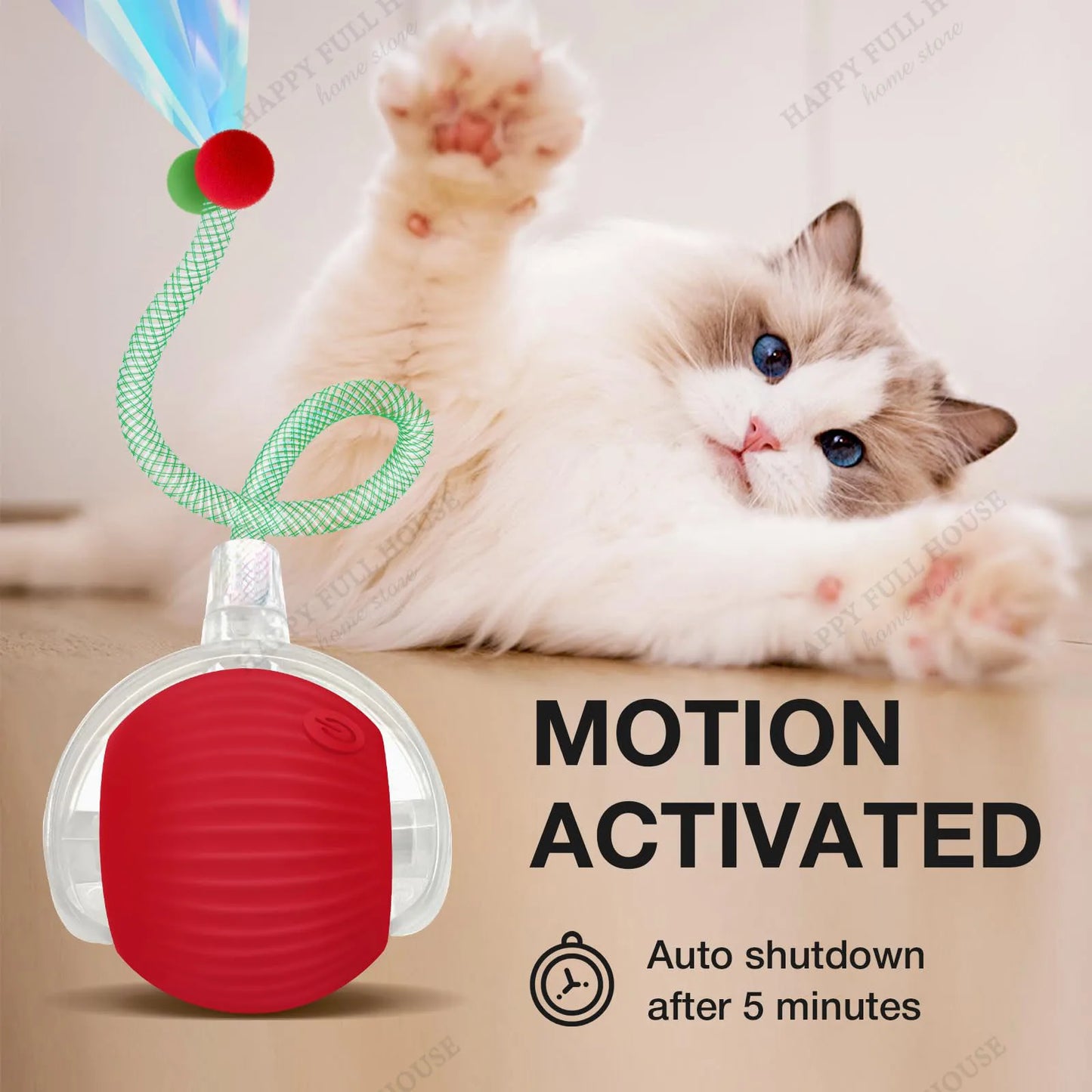 Speedy Tail 3.0 Smart Interactive Cat Toy with 3 Play Modes, Auto Moving Ball Toy for Indoor Bored Kitten & Adult Cats