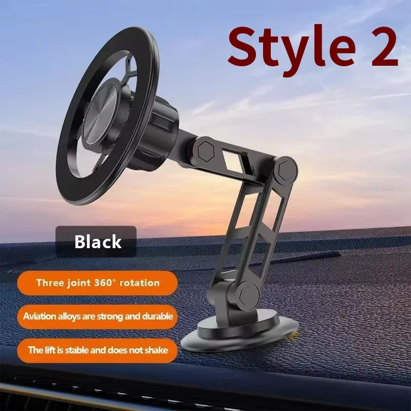 Magnetic Car Wireless Charger for iPhone 15 14 Pro Max Car Phone Holder 360 Rotation Metal Foldable Charging Stand for Samsung