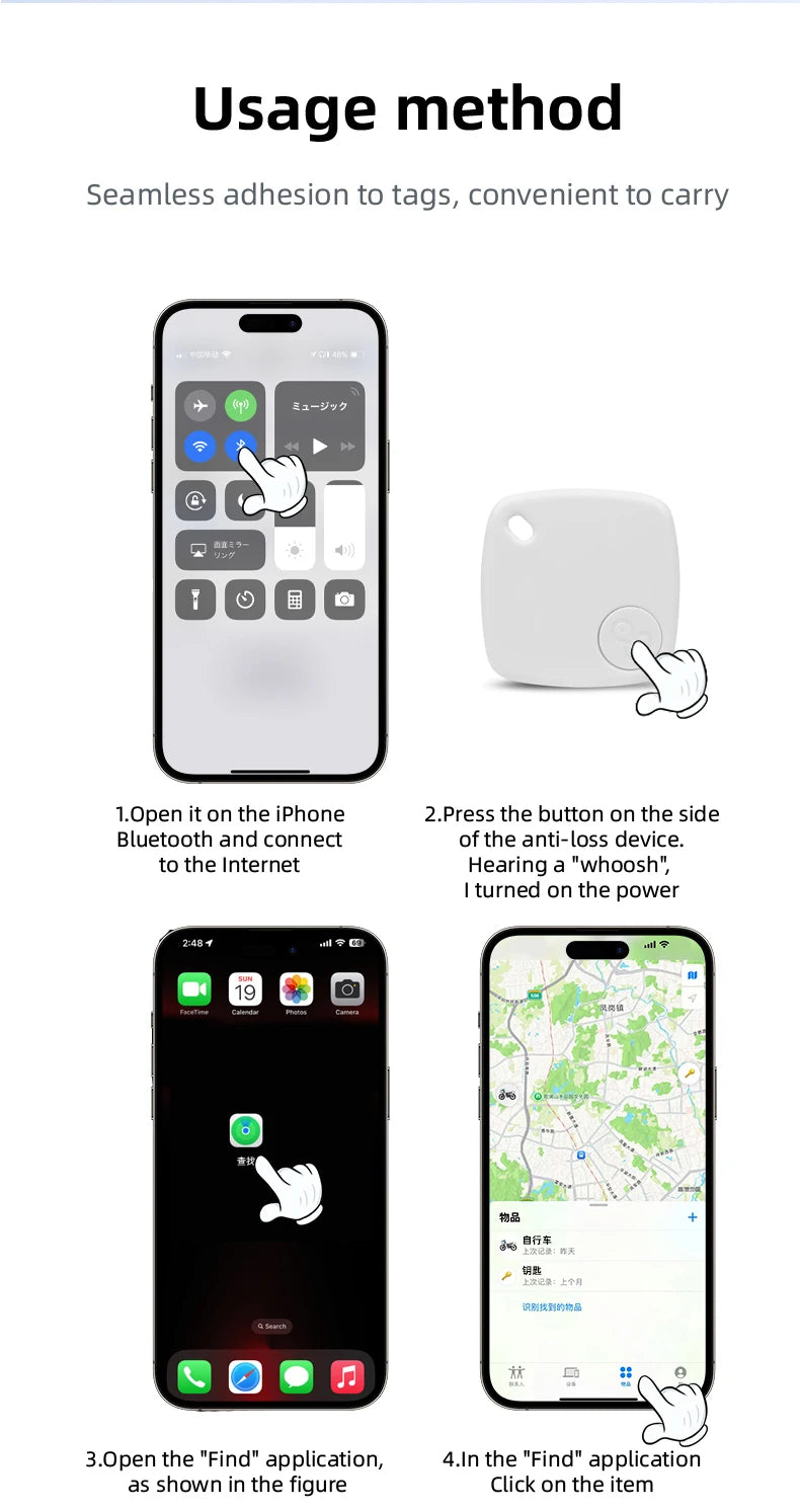 F2 Smart Airtag GPS Positioning Anti-Lost Device For iPhone iPad iOS Find My App Bluetooth Tracker Keys/Pets/Kids Locator Finder