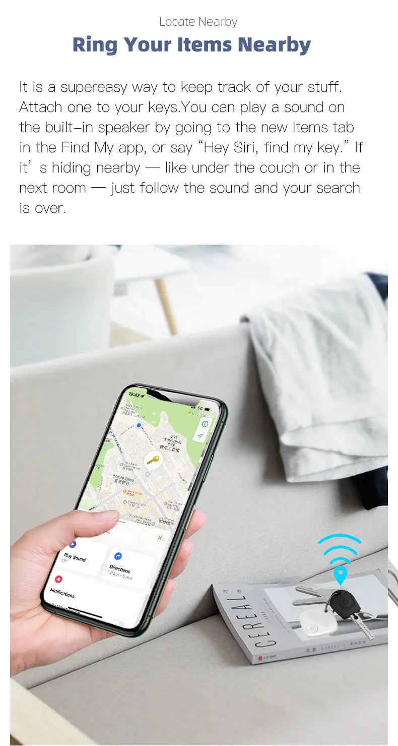 F2 Smart Airtag GPS Positioning Anti-Lost Device For iPhone iPad iOS Find My App Bluetooth Tracker Keys/Pets/Kids Locator Finder