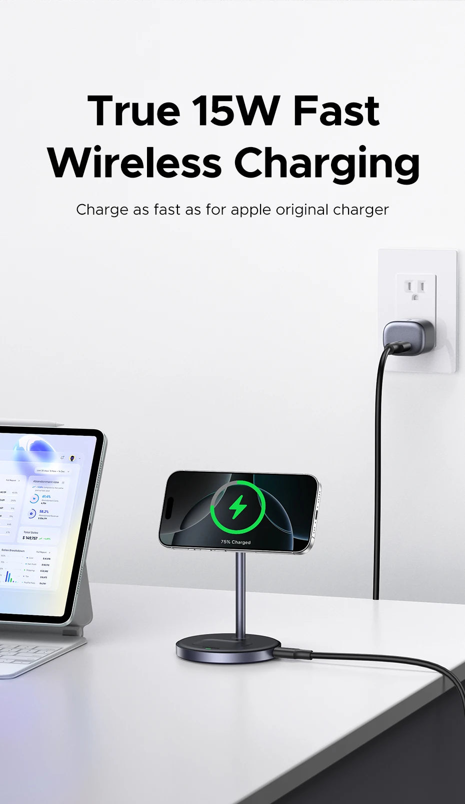 UGREEN Qi2 25W Magnetic Wireless Charger Stand Charging Holder For iPhone 16 15 Pro Max/AirPods Fast Charger for MagSafe
