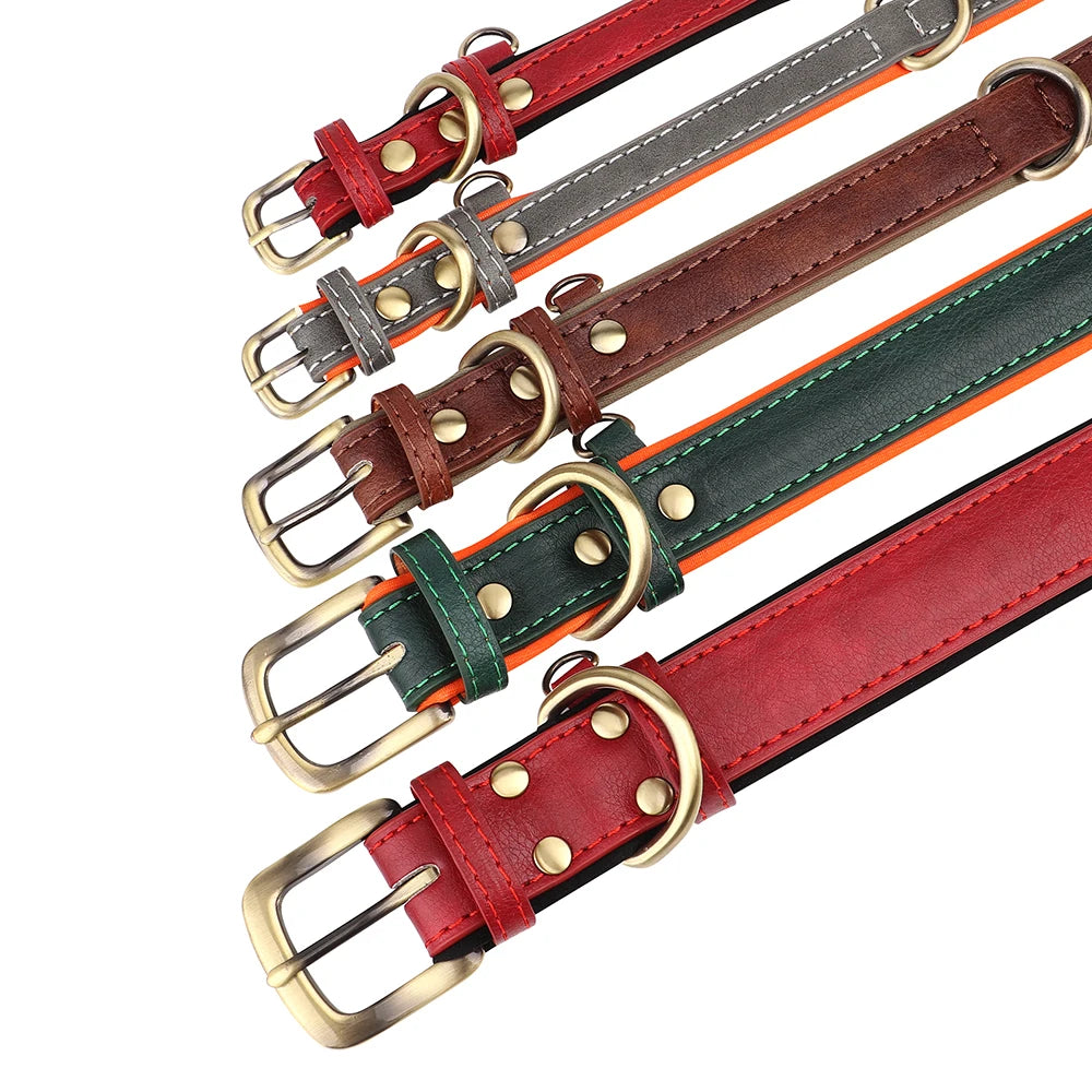 Personalized PU Leather Dog Collar Free Engraved Dog ID Collars Nameplate Soft Padded For Small Medium Large Dogs Adjustable