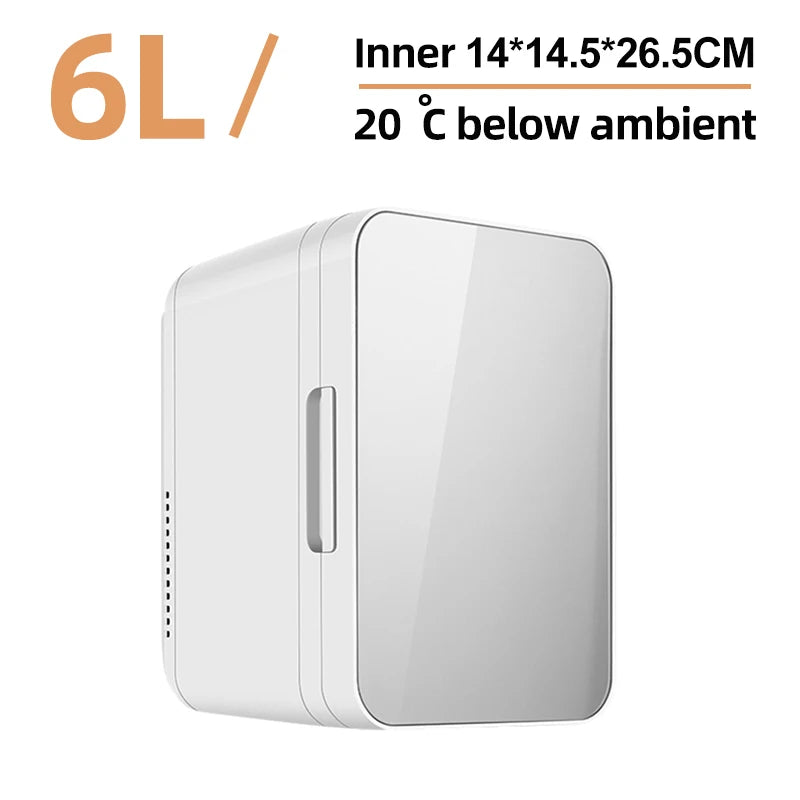 220V Mini Refrigerator Multifunction Portable Cold Freezer Car Home Cosmetics Fridge Drink Cooler Outdoor Travel Camping Beach6L