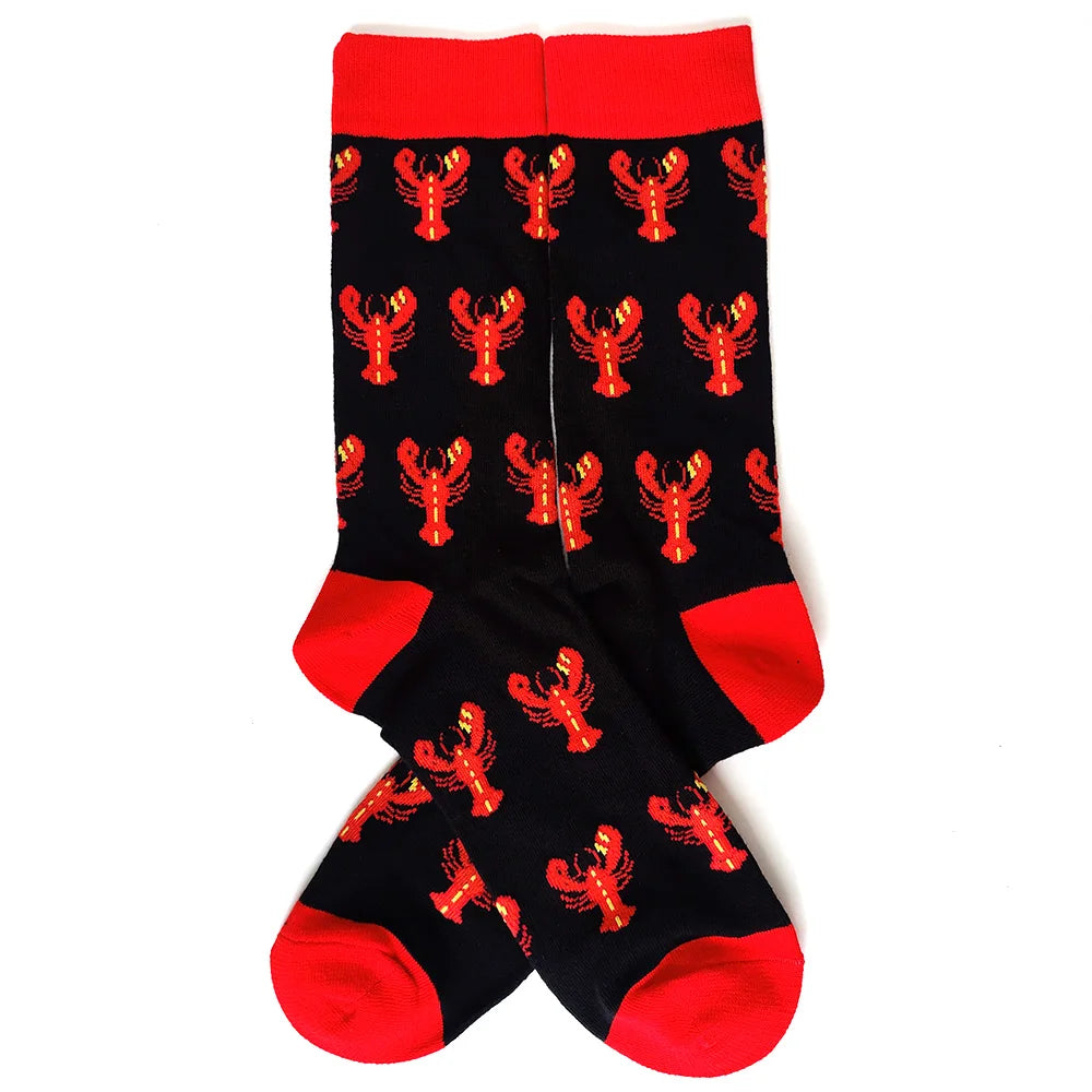 58 Style Food Theme Men Cartoon Socks Cotton Fruit Banana beer coffee bean doughnut sandwich hamburger sushi ice crea Long Socks