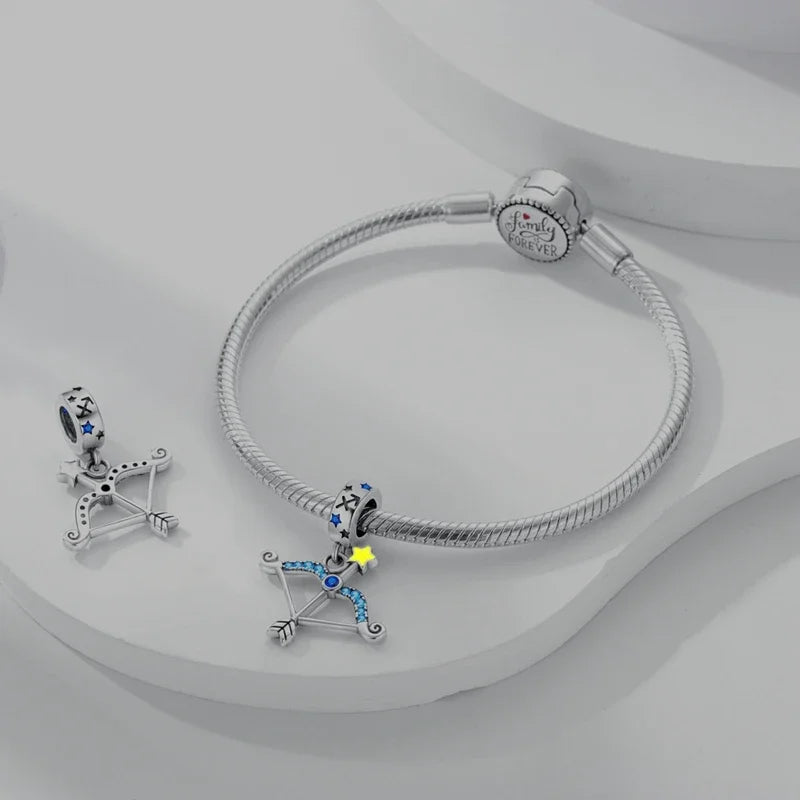 Zodiac Signs Original Charms 925 Sterling Silver Glow in Dark Pendants Beads Fit Bracelet DIY Jewelry Birthday Gift for Women