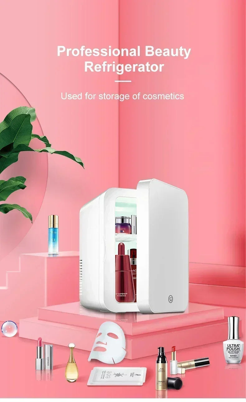 8L Mini Electric Refrigerator 12V 110V 220V Portable Camping Cooler and Warmer Makeup Refrigerat for Car and Home Dual-use