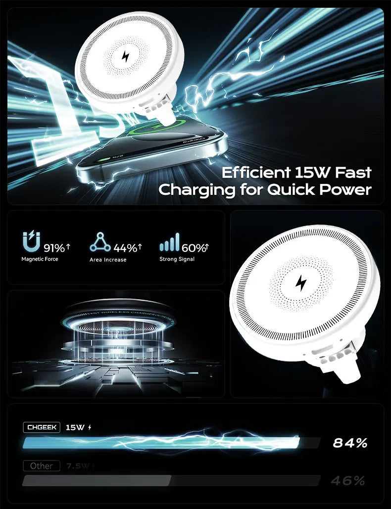 Magnetic Wireless Charger 360 Rotation Air Vent Phone Holder Stand For Magsafe iPhone 16 15 14 13 12 Pro Max Fast Charging Mount