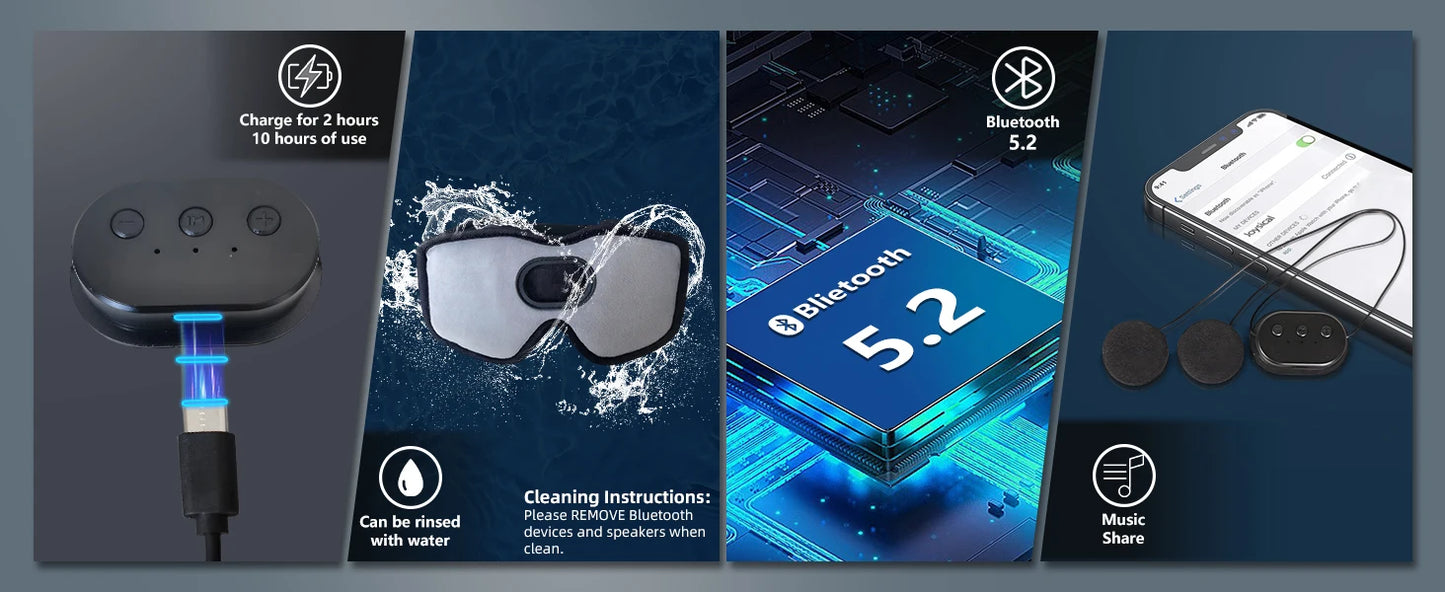 Premium Bluetooth Sleep Eye Mask Headphone - Blending 3D Sleep Headphone Innovation for Sound Sleep Bluetooth Eye Mask