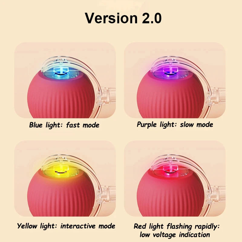 Interactive Cat Toys Ball Automatic Rolling Rechargeable Smart Obstacle Avoid Running Toys for Energetic Indoor Cats