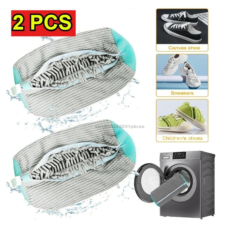 Washing Shoes Machine Bag Slippers Laundry Bag Net for Cleaning Shoes Washable Overshoes Sneakers Kit Soft Bristle Shoe Brush