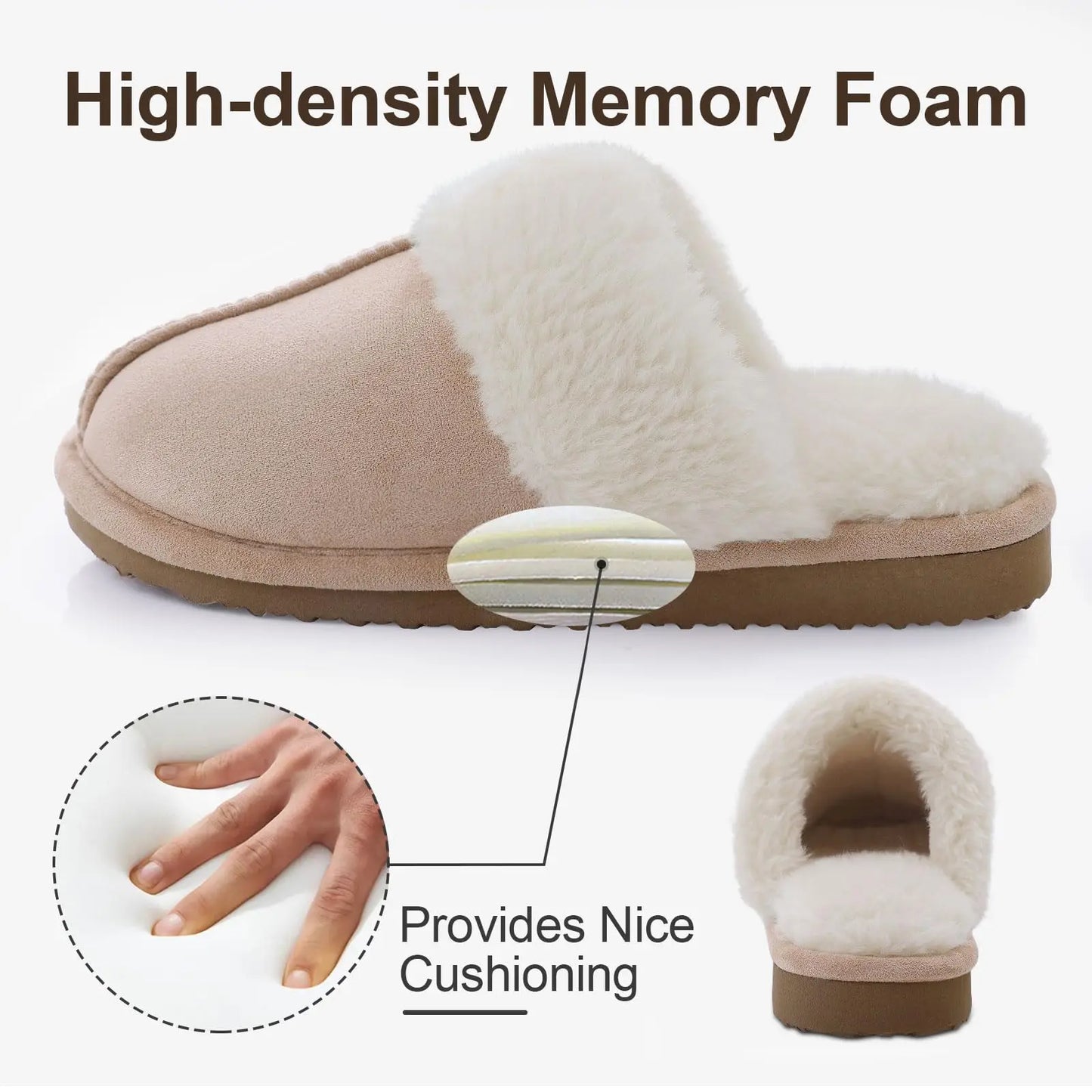 Kidmi Winter Women Fuzzy Slippers Classic Brand Fluffy House Shoes Indoor Warm Suede Cozy Slippers Casual Non-slip Cotton Shoes