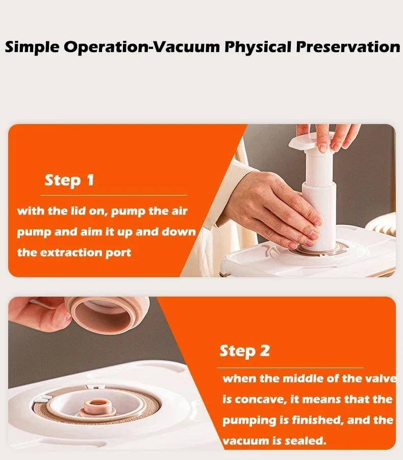 Vacuum Sealed Food Storage Box, Clear Fresh-Keeping Box, Capacity Food Dispenser, Transparent Container with Vacuum Pump