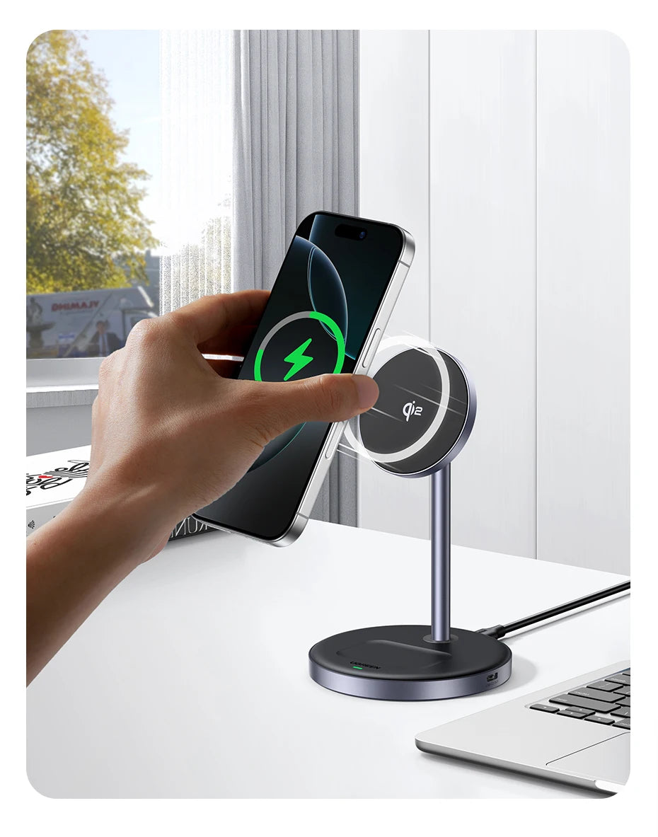 UGREEN Qi2 25W Magnetic Wireless Charger Stand Charging Holder For iPhone 16 15 Pro Max/AirPods Fast Charger for MagSafe