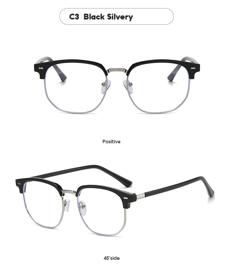 XJiea 2024 Photochromic Anti-blue Light Glasses Men Fashion Rectangle Semi Rimless Eyewear For Women Office Computer Goggle