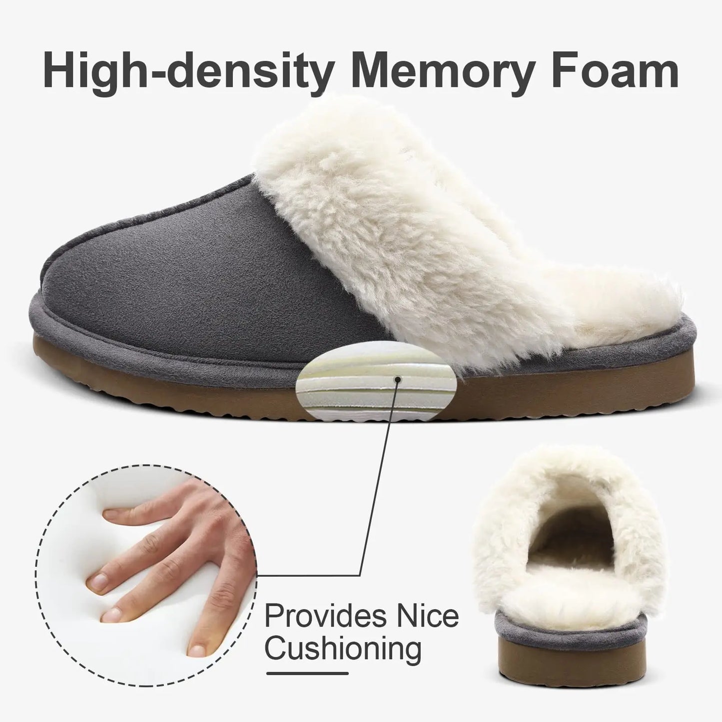 Kidmi Winter Women Fuzzy Slippers Classic Brand Fluffy House Shoes Indoor Warm Suede Cozy Slippers Casual Non-slip Cotton Shoes