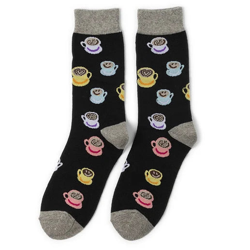 58 Style Food Theme Men Cartoon Socks Cotton Fruit Banana beer coffee bean doughnut sandwich hamburger sushi ice crea Long Socks