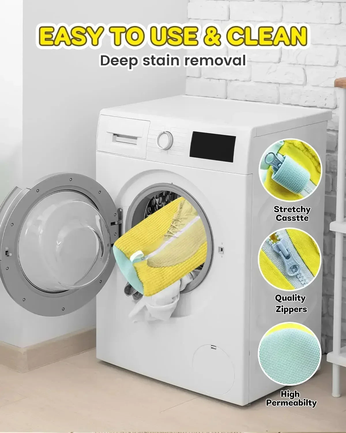 Washing Shoes Machine Bag Slippers Laundry Bag Net for Cleaning Shoes Washable Overshoes Sneakers Kit Soft Bristle Shoe Brush