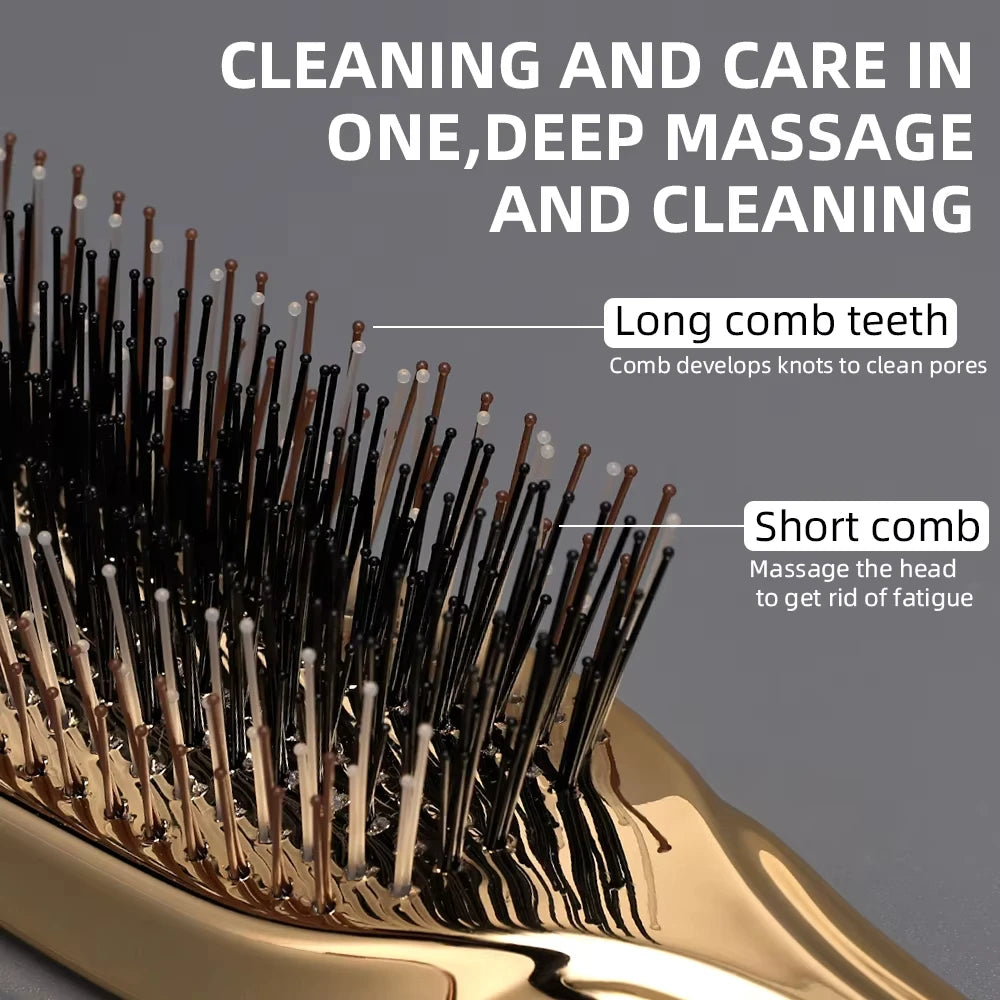 Japanese Premium Head Massager Scalp Brush Hair Massager Shampoo Brush Wet Plastic Detangling Brush Hair Cleaning Comb Rose Gold