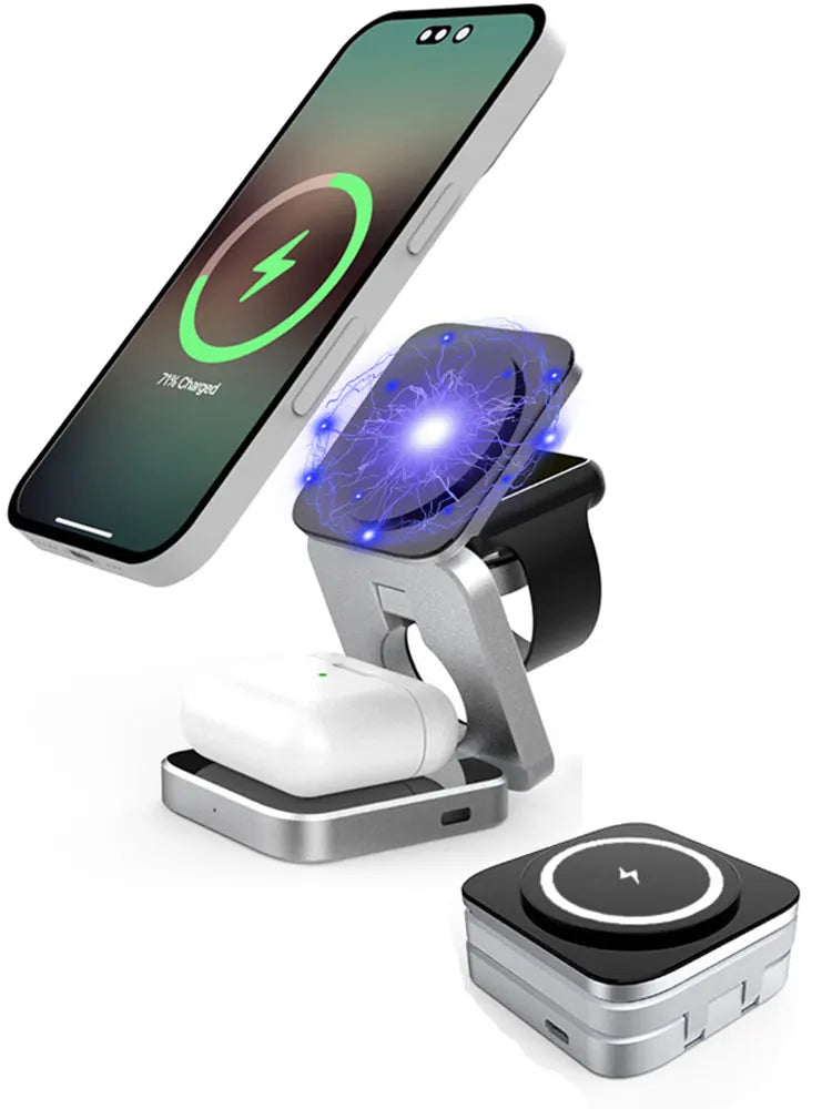 30W 3 In 1 Magnetic Wireless Charger Stand Pad for iPone 15 14 13 12 Pro Max Airpods Pro iWatch 8 7 6 Fast Charging Dock Station