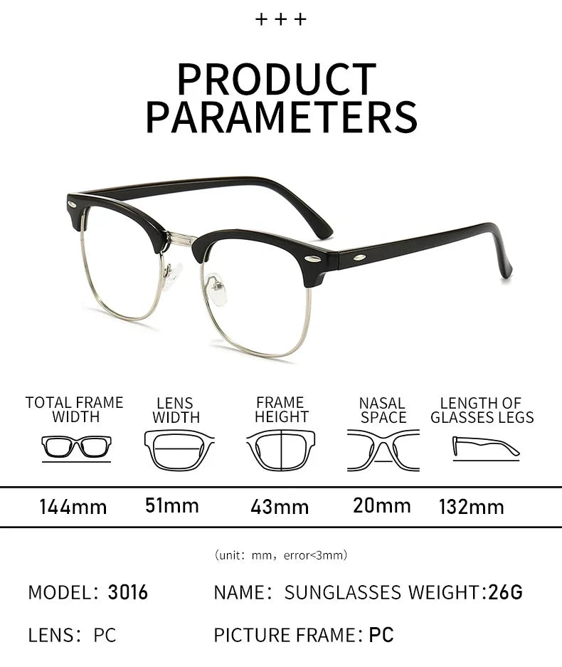 Men Retro Anti-blue Light Glasses Classic Vintage Half Frames Anti Blue Light Blocking Computer Eyeglasses For Women Accessory